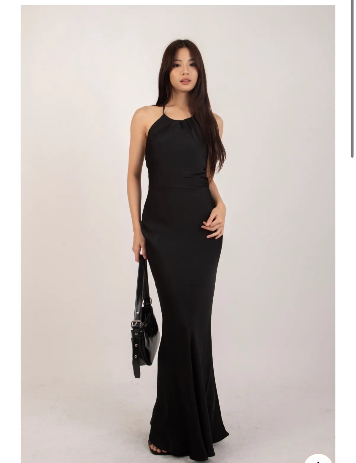 halter dress singapore Elegant Black Maxi (black) | Pre-Owned two piece homecoming dress